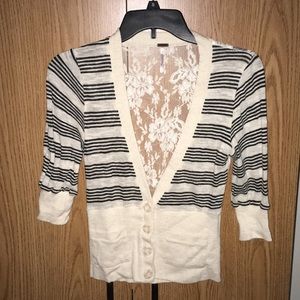 NWOT Lace Striped Cardigan